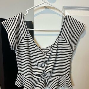 American Eagle Outfitters Black and White Striped Crop Top